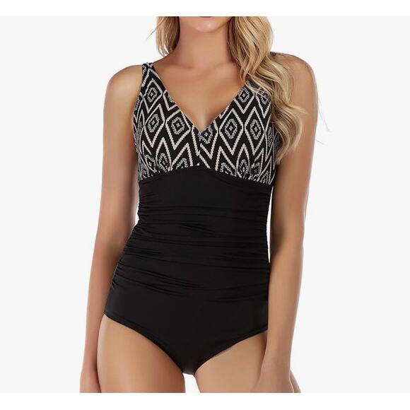 Women's Tummy Control Swimsuit One Piece Black Size 12 - Picture 1 of 6